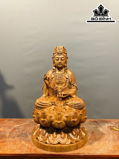 Tượng Phật Bà Quan Âm Gỗ Hương Cao 28,5 Đường Kính 17 (cm)