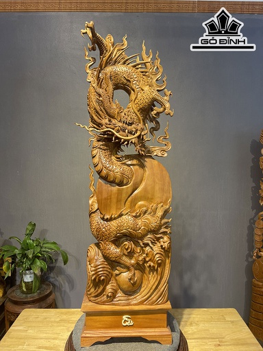 Tượng Nhất Long Gỗ Ngọc Am Cao 110 Ngang 35 Sâu 18 (cm)
