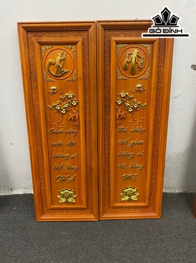 Tranh Chữ Cha Mẹ Gỗ Hương Cao 107 Ngang 37(cm)