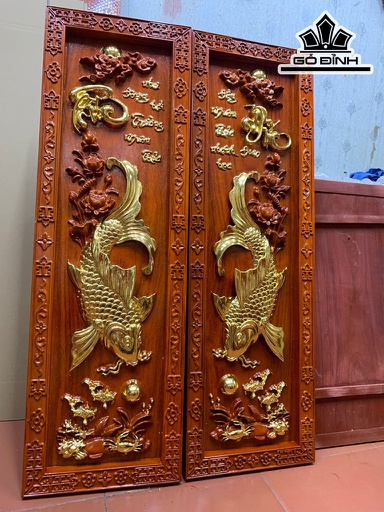 Tranh Lý Ngư Vọng Nguyệt Gỗ Hương Cao 117 Ngang 37 Sâu 4,5 (cm)