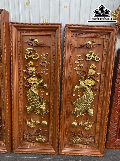 Tranh Lý Ngư Vọng Nguyệt Gỗ Hương Cao 127 Ngang 47 Sâu 6 (cm)