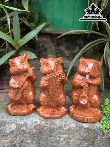 Tượng Chuột Phong Thủy Gỗ Hương Cao 15 Ngang 7 Sâu 7 (cm)