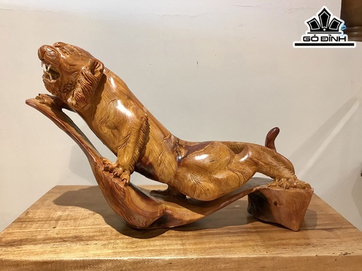 Tượng Hổ Phong Thủy Gỗ Hương Cao 40 Ngang 70 Sâu 20 (cm)
