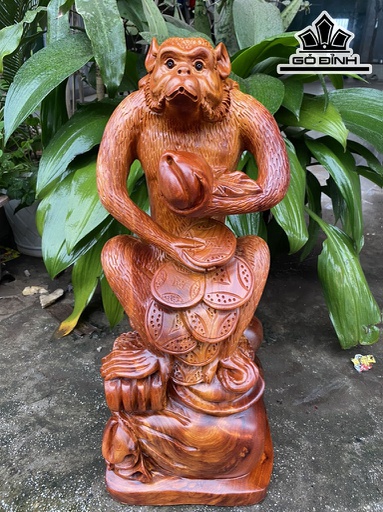 Tượng Khỉ Gỗ Hương Cao 52 Ngang 22 Sâu 16 (cm)