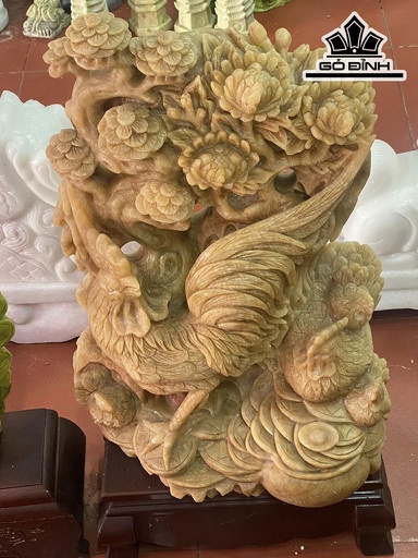 Tác Phẩm Gia Đình Gà Đá Canxit Cao 70 Ngang 42 Sâu 22 (cm)