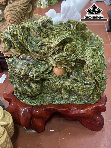 Tác Phẩm Long Phụng Đá Serpentine Cao 62 Ngang 55 (cm)