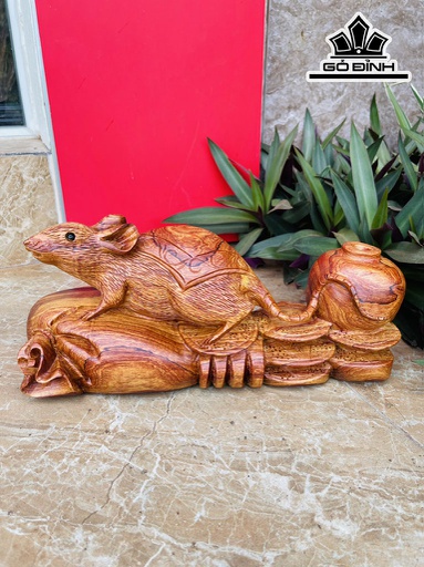 Tượng Chuột Phong Thủy Gỗ Cẩm Cao 13 Ngang 35 Sâu 14 (cm)