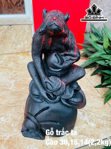 Tượng Khỉ Gỗ Trắc Cao 30 Ngang 15 Sâu 14 (cm)