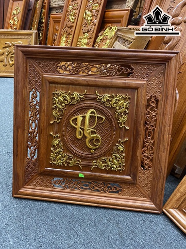 Tranh Vuông Chữ Gỗ Hương Cao 61 Ngang 61 Sâu 3 (cm)