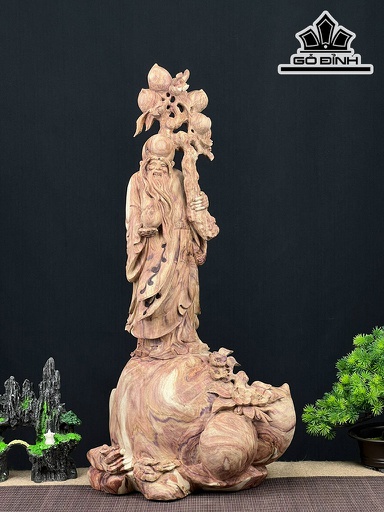 Tượng Ông Thọ Gỗ Sưa Cao 58 Ngang 28 Sâu 18 (cm)
