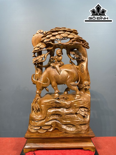 Tiểu Đồng Chăn Trâu Thổi Sáo Gỗ Hương Cao 73 Ngang 44 Sâu 20 (cm)