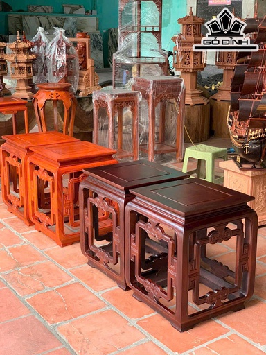 Cặp Đôn Kê Gỗ Hương Cao 56 Vuông 40 (cm)