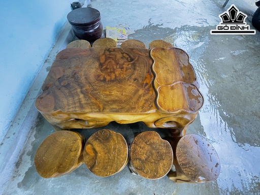 Bộ Bàn Gỗ Nu Xá Xị  8 Đôn 39x40 1 Bàn 160x80x60 (cm)
