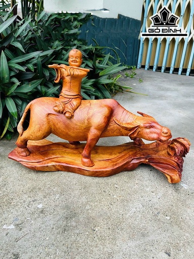 Tiểu Đồng Chăn Trâu Thổi Sáo Gỗ Hương Cao 28 Ngang 43 Sâu 16 (cm)
