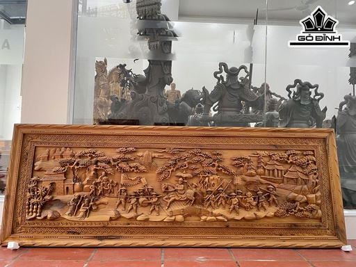 Tranh Vinh Quy Bái Tổ Gỗ Bách Xanh Cao 77 Ngang 217 Sâu 7 (cm)