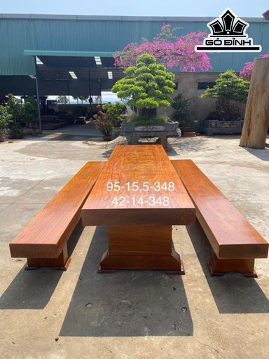 Bộ K3 Gỗ Cẩm Hồng Cao 15,5 Ngang 95 Dài 348 (cm)