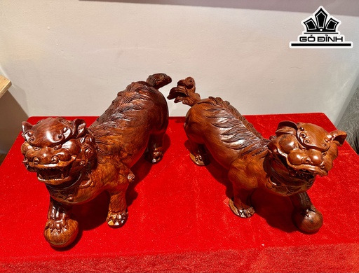 Song Nghê Tài Lộc Gỗ Hương Cao 22 Ngang 42 Sâu 12 (cm)