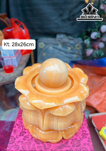 Phong Thủy Luân Hoa Sen Đá Ngọc Hoàng Long Cao 28 Ngang 26 (cm)