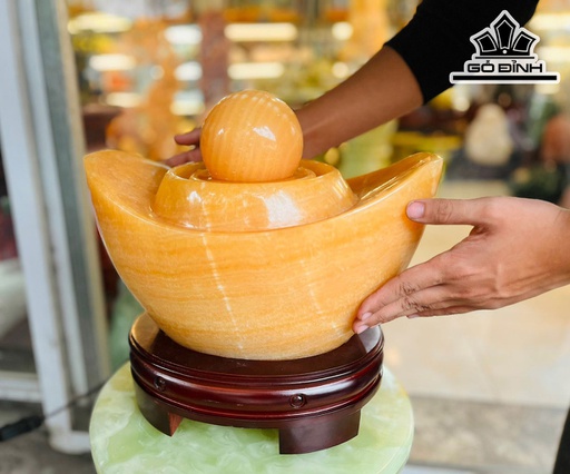 Phong Thủy Luân Nước Đỉnh Vàng Đá Ngọc Hoàng Long Cao 36 Ngang 25 Sâu 20 (cm) 15,5kg