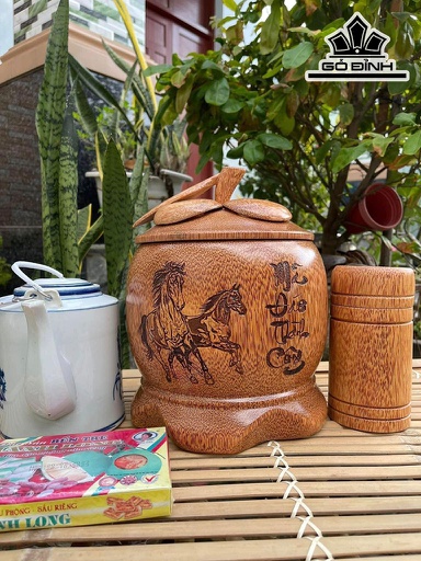 Vỏ Bình Giữ Nhiệt Nắp Măng Cụt Mã Đáo Thành Công Gỗ Dừa Loại 1 Lít