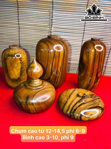 Bộ 5 Bình Hút Lộc Gỗ Bách Xanh