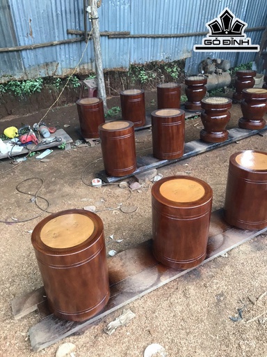 Đôn Gỗ Lim Mặt Ốp Nu Dỗi Cao 45 Đường Kính 35 (cm)