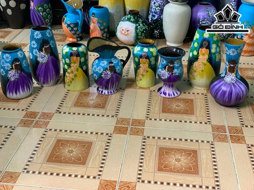 Set 8 Bình Vẽ Cô Gái Gốm Bát Tràng