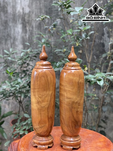 Cặp Bình Tài Lộc Gỗ Xá Xị Cao 50 Đường Kính 12 (cm)
