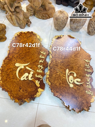 Cặp Tranh Tài Lộc Gỗ Nu Hương Cao 78 Ngang 42-44 Sâu 1 (cm)
