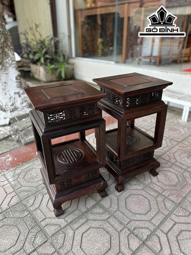 Cặp Đôn Gỗ Trắc Cao 60 Mặt Vuông 30 (cm)