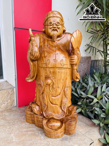 Tượng Thương Gia Gỗ Ngọc Am Cao 70 Ngang 33 Sâu 26 (cm)