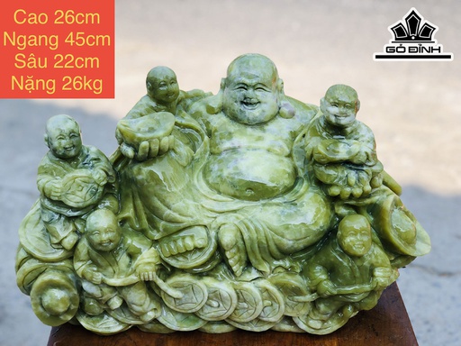 Cụ Di Lặc Ngũ Phúc Đá Serpentine Cao 26 Ngang 45 Sâu 22 (cm) 26kg