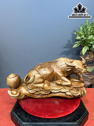 Tượng Trâu Gỗ Ngọc Am Cao 30 Ngang 57 Sâu 33 (cm)