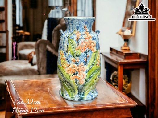 Bình Hoa Gốm Bát Tràng Cao 32 Miệng 12 (cm)