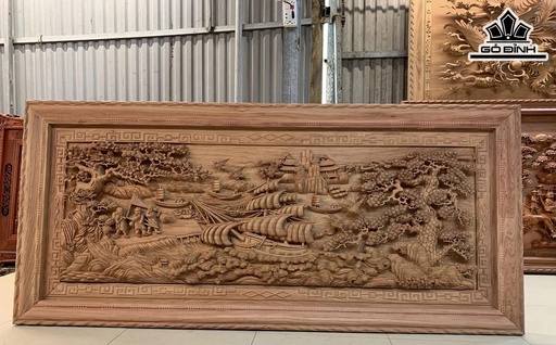 Tranh Thuận Buồm Xuôi Gió Gỗ Hương Đá Kích Thước 237x107x7,5 (cm)