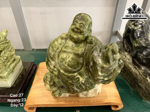 Tượng Di Lặc Đá Serpentine Cao 27 Ngang 23 Sâu 12 (cm)