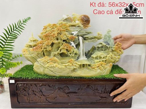 Tác Phẩm Sơn Thủy Hữu Tình Đá Serpentine Cao 56 Ngang 32 Sâu 15 (cm)