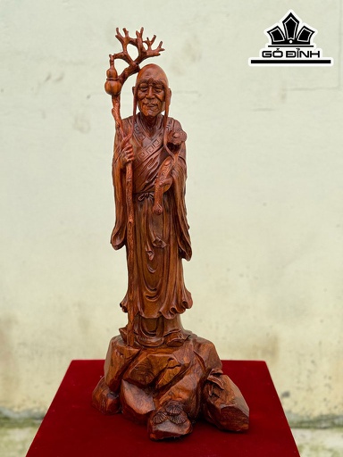 Tượng La Hán Trường My Gỗ Sưa Cao 60 Ngang 25 Sâu 16 (cm)