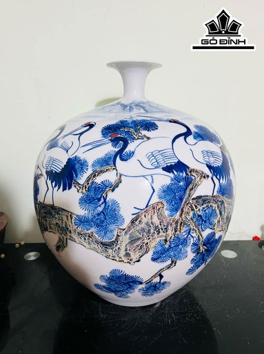 Bình Hút Lộc Vẽ Kim Kê Và Phú Quý Gốm Tàu Cao 43 Đường Kính Bụng 120 (cm)