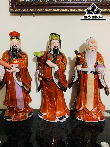 Bộ Tam Đa Phúc Lộc Thọ Men Gấm Gốm Tàu Cao 54 (cm)