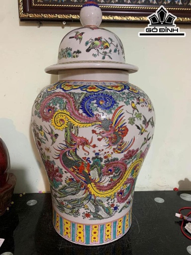 Chóe Vẽ Rồng Gốm Tàu Cao 70 Vòng Bụng 128 (cm)