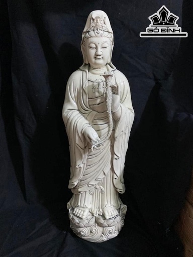 Tượng Quan Âm Men Bạch Định Gốm Tàu Cao 72 (cm)