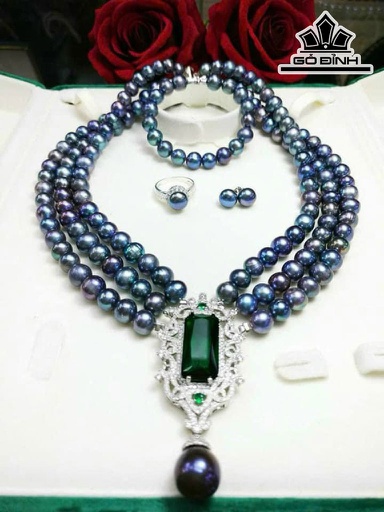 Set 3 Món Ngọc Trai Xanh Đen Ovan