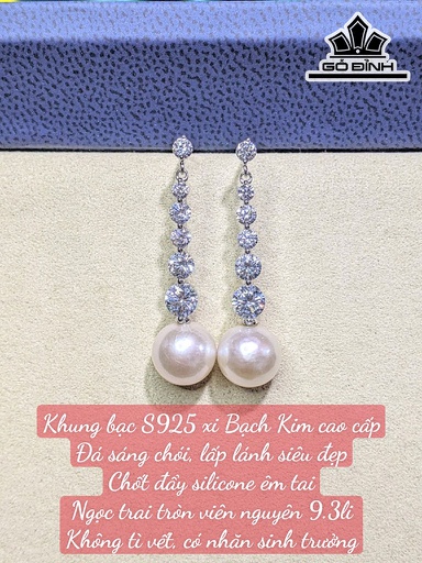 Bông Tai Ngọc Trai Tròn Size 9,3 Li