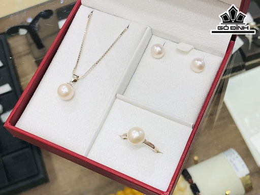Set 3 Món Dây Chuyền Ngọc Trai Trắng Size 8 Li