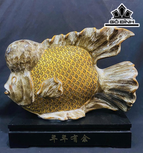 Tác Phẩm Cá La Hán Gốm Tàu Cao 35 Ngang 37 (cm)