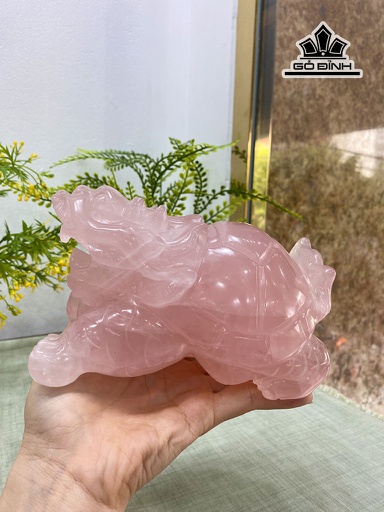 Tượng Long Quy Đá Thạch Anh Hồng Cao 15,5 Ngang 9 Sâu 10 (cm) 2kg