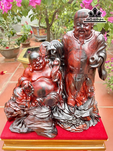 Tượng Di Lặc Thương Gia Gỗ Trắc Cao 42 Cả Kỷ 50 Ngang 42 Sâu 15 (cm)