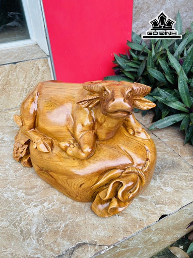 Tượng Trâu Gỗ Ngọc Am Cao 25 Ngang 35 Sâu 21 (cm)