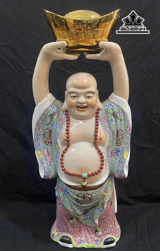 Tượng Di Lặc Men Gấm Gốm Tàu Cao 69 Ngang 31 (cm)